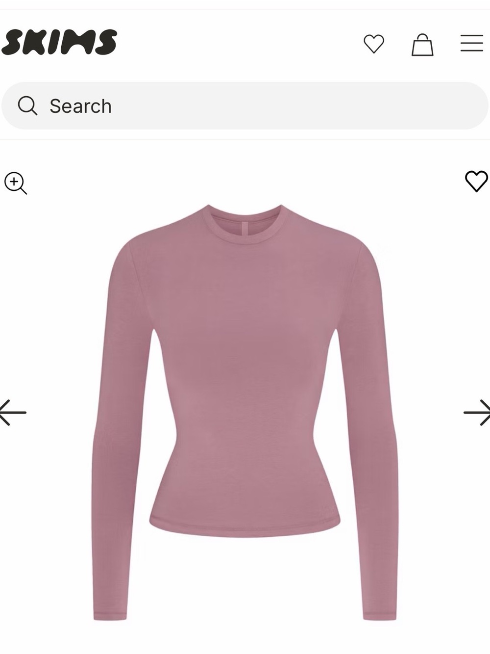 Skims Muted Mauve Cotton Jersey Long Sleeve T-Shirt